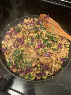 My Finished Thai-Inspired Chicken Pasta