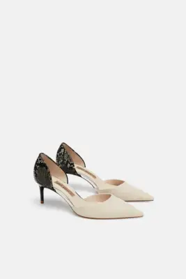 Zara Contrasting Heeled Pumps