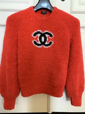 Chanel 2019 Runway Fall Winter Knit Fuzzy Red Sweater