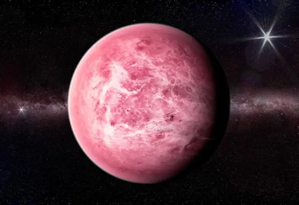 Designed Graphic of the Planet Venus in the Sky with Pink Hue